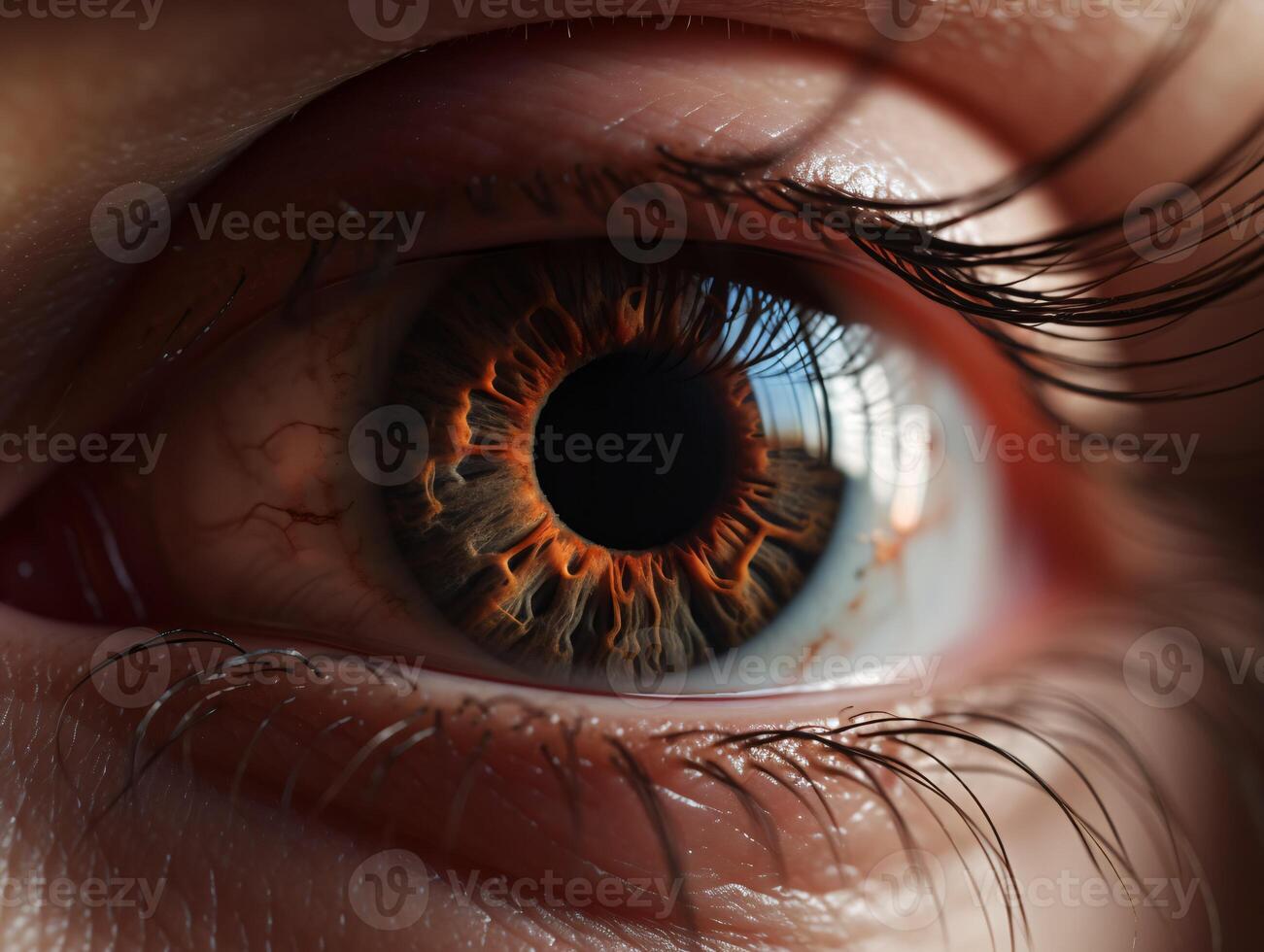 AI generated Close up of human eye. photo