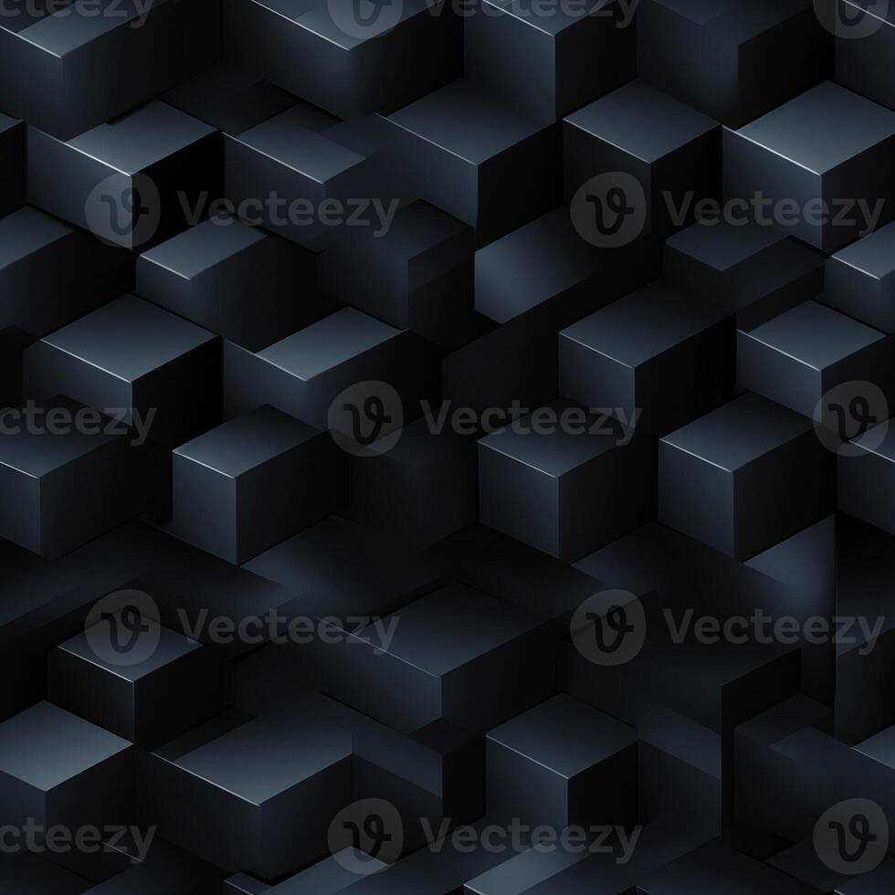 AI generated Dark black Geometric grid background Modern dark abstract texture seamless pattern photo