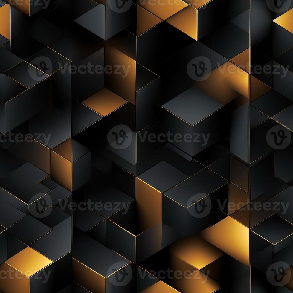 AI generated Dark black Geometric grid background Modern dark abstract texture seamless pattern photo