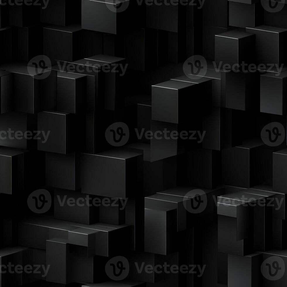 AI generated Dark black Geometric grid background Modern dark abstract texture seamless pattern photo
