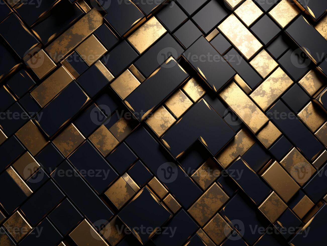 AI generated Dark black mosaic background with golden lines Art Deco luxury style texture photo