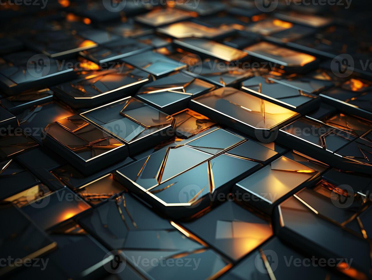 AI generated Dark black mosaic background with golden lines Art Deco luxury style texture photo