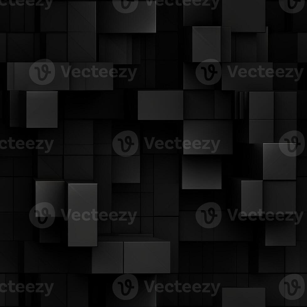 AI generated Dark black Geometric grid background Modern dark abstract texture seamless pattern photo