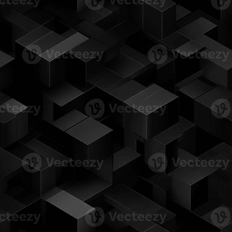 AI generated Dark black Geometric grid background Modern dark abstract texture seamless pattern photo