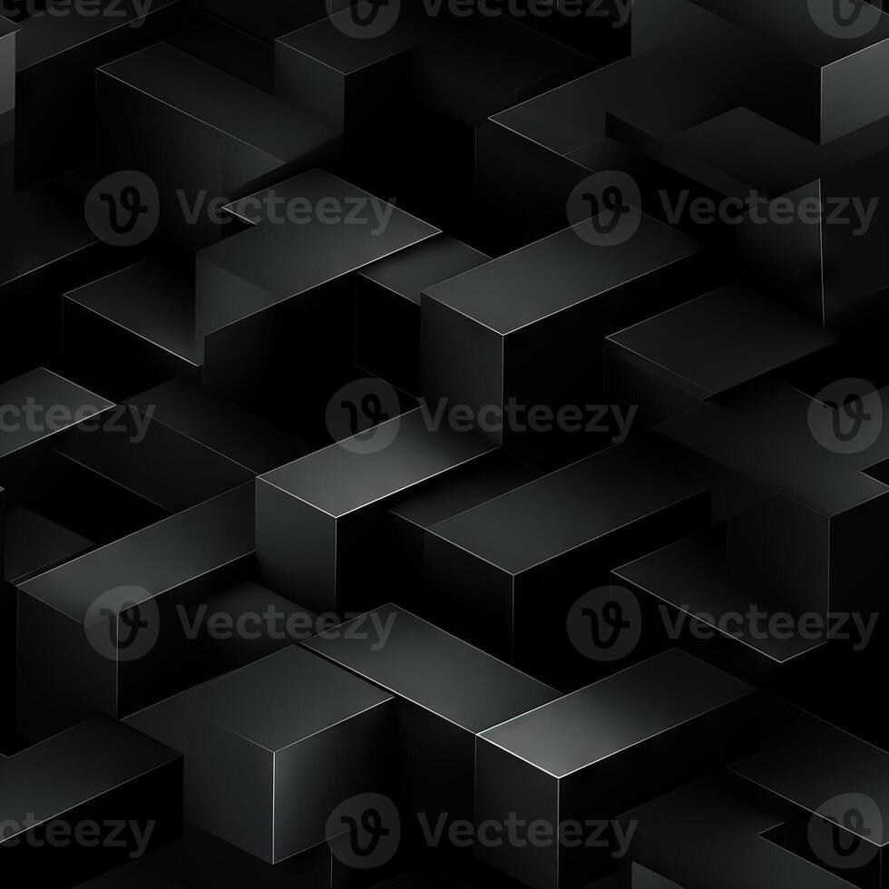 AI generated Dark black Geometric grid background Modern dark abstract texture seamless pattern photo