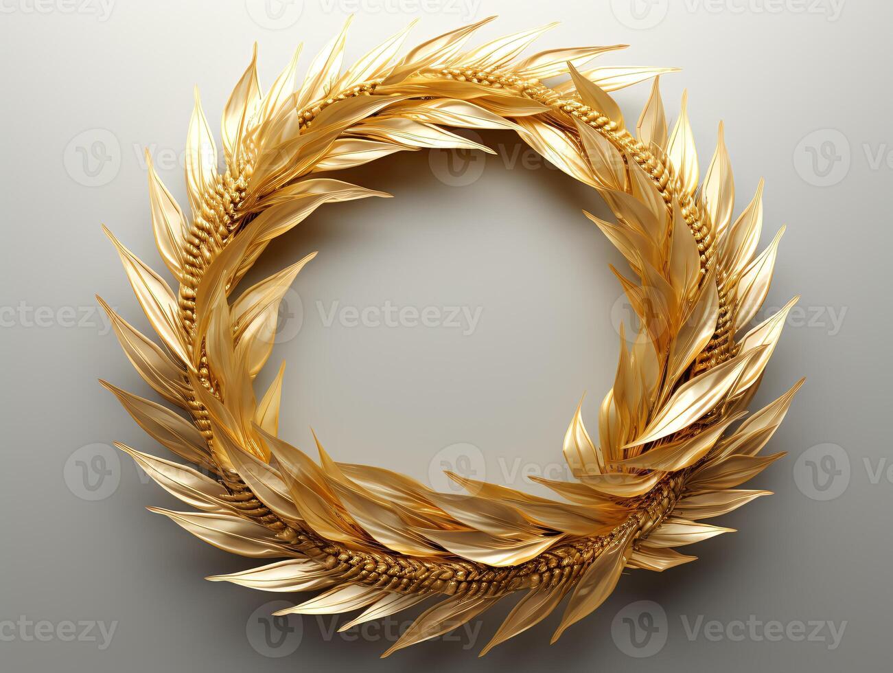 AI generated Beautiful golden and white feathers on a white background. photo