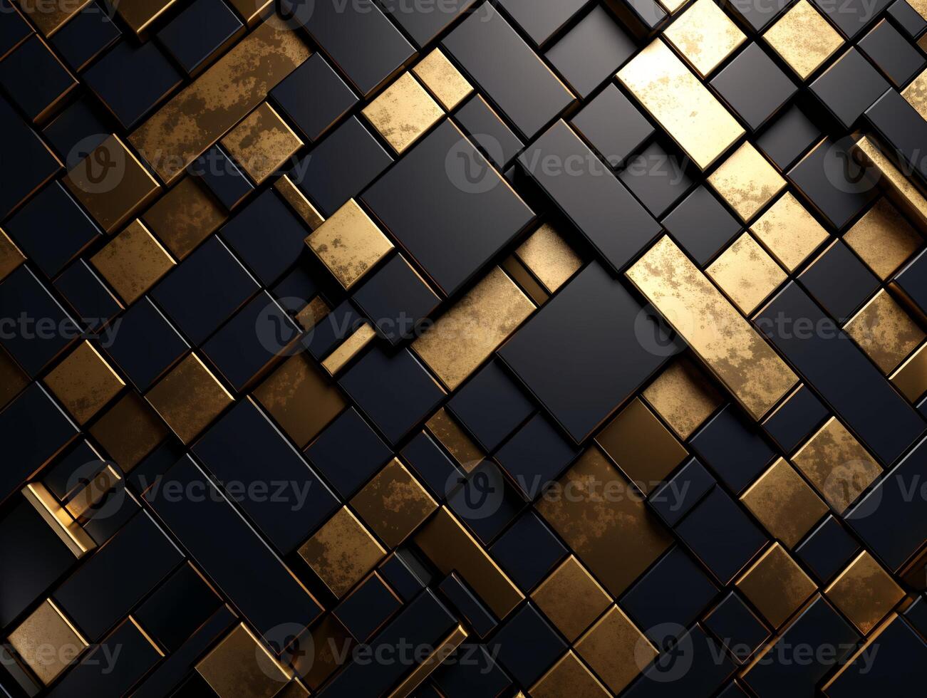 ai generado oscuro negro mosaico antecedentes con dorado líneas Arte deco lujo estilo textura foto