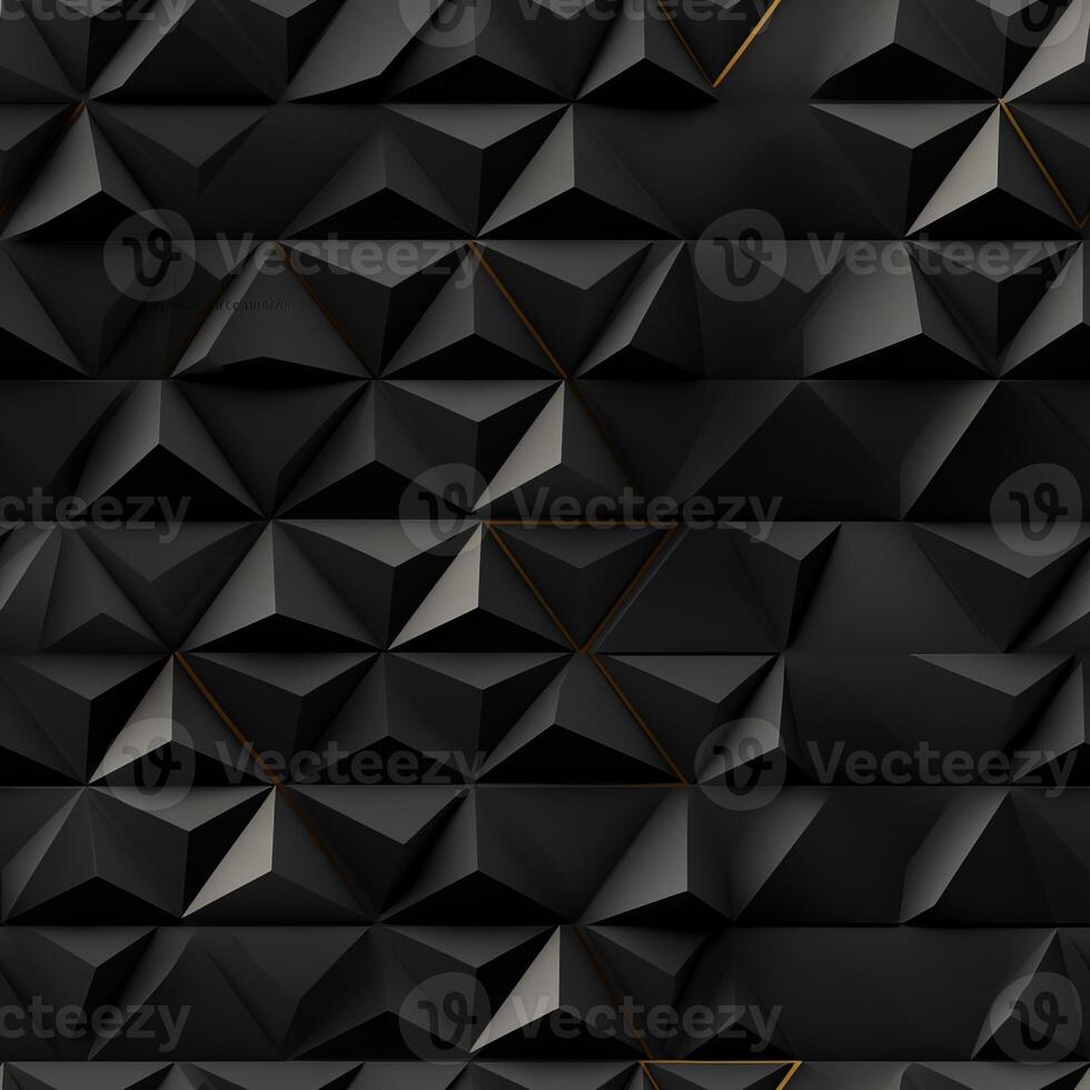 AI generated Dark black Geometric grid background Modern dark abstract texture seamless pattern photo