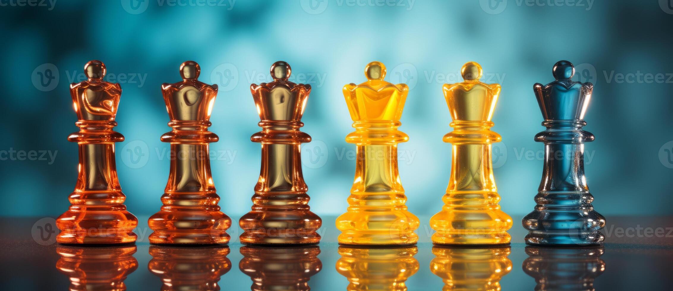 AI generated Chess on a chessboard, business concept of success and leadership photo