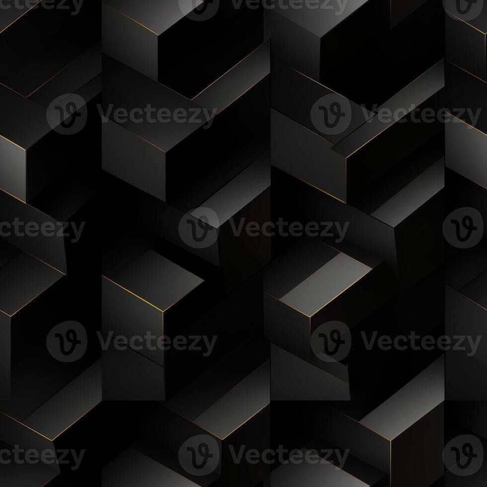 AI generated Dark black Geometric grid background Modern dark abstract texture seamless pattern photo