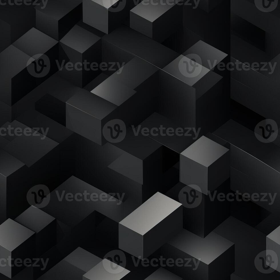 AI generated Dark black Geometric grid background Modern dark abstract texture seamless pattern photo