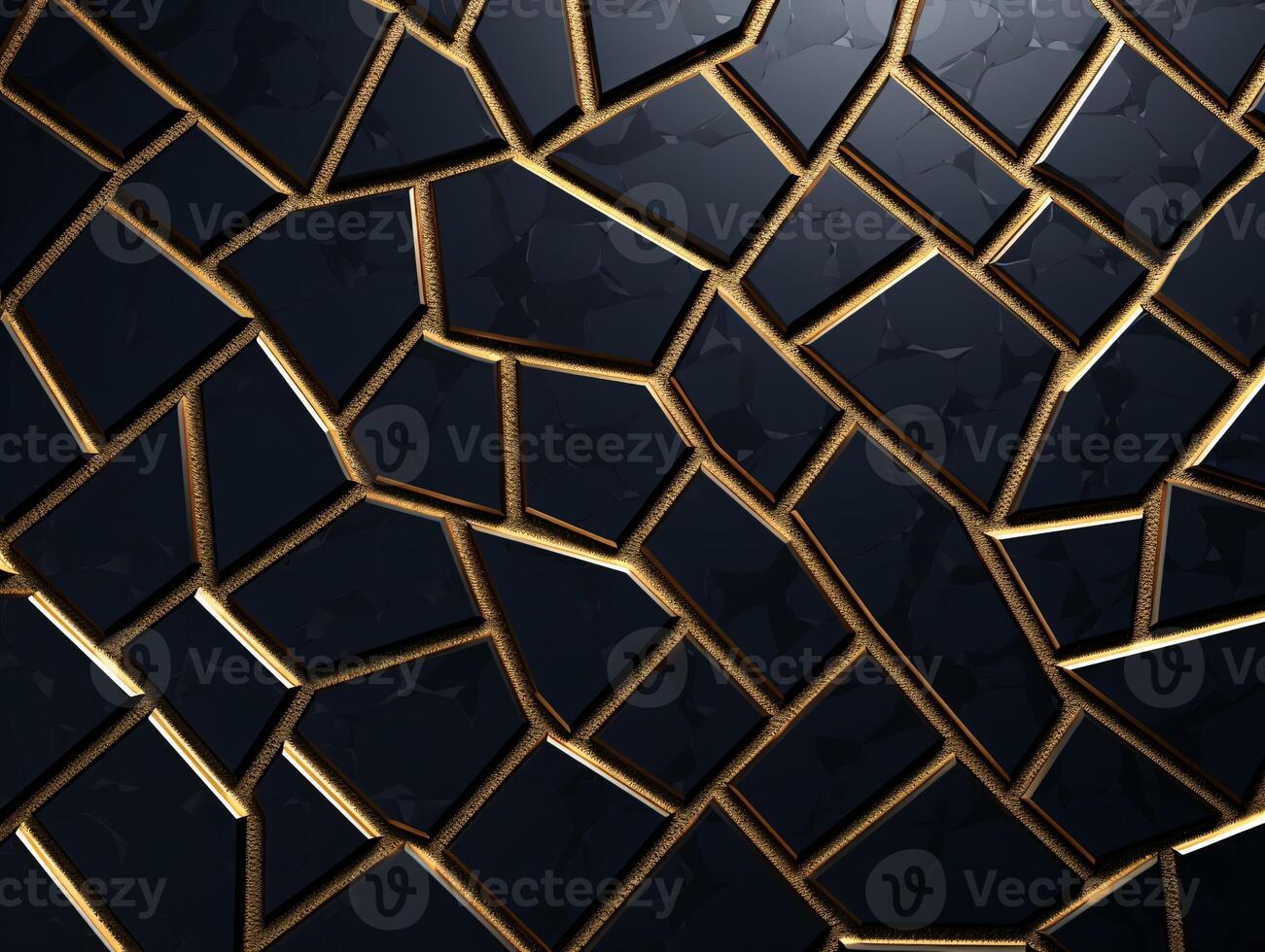 AI generated Dark black mosaic background with golden lines Art Deco luxury style texture photo