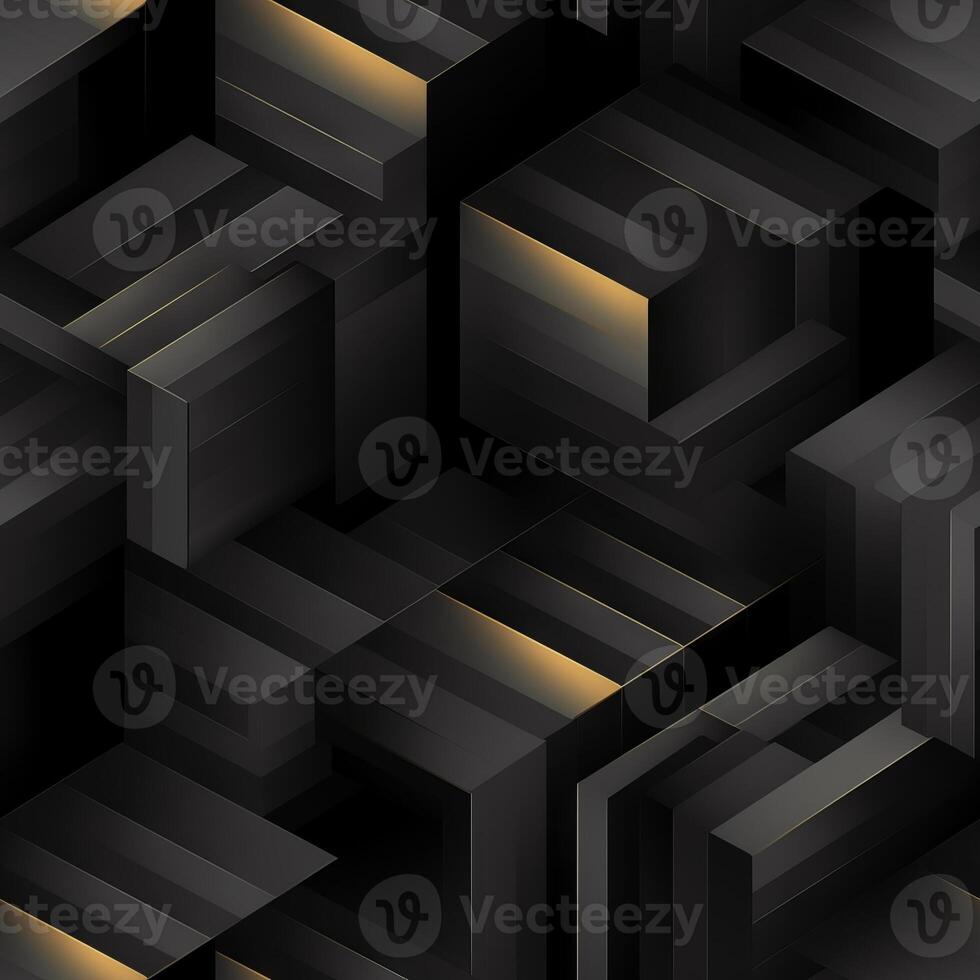 AI generated Dark black Geometric grid background Modern dark abstract texture seamless pattern photo