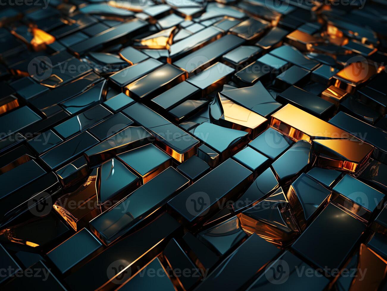 AI generated Dark black mosaic background with golden lines Art Deco luxury style texture photo