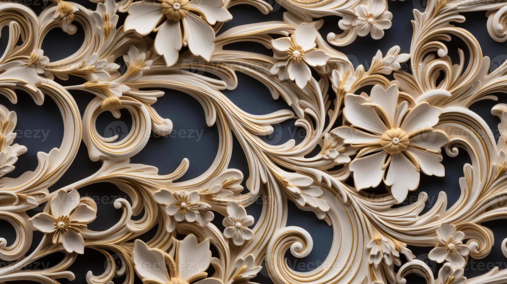 AI generated Seamless pattern Royal vintage Victorian Gothic background Rococo venzel and whorl photo
