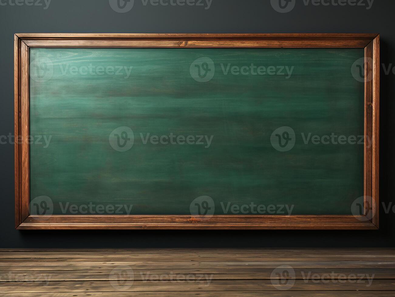 AI generated Empty wooden chalkboard on the wall Education concept with copy space photo