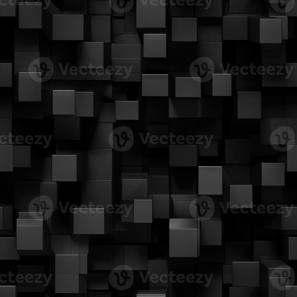 AI generated Dark black Geometric grid background Modern dark abstract texture seamless pattern photo