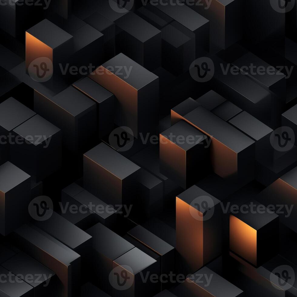 AI generated Dark black Geometric grid background Modern dark abstract texture seamless pattern photo