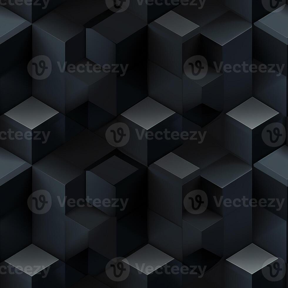 AI generated Dark black Geometric grid background Modern dark abstract texture seamless pattern photo