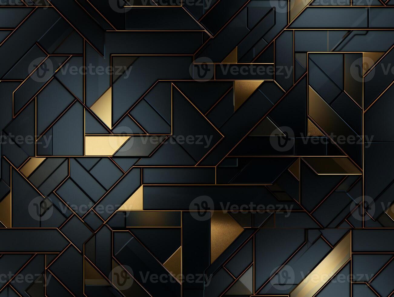 AI generated Dark black mosaic background with golden lines Art Deco luxury style texture photo