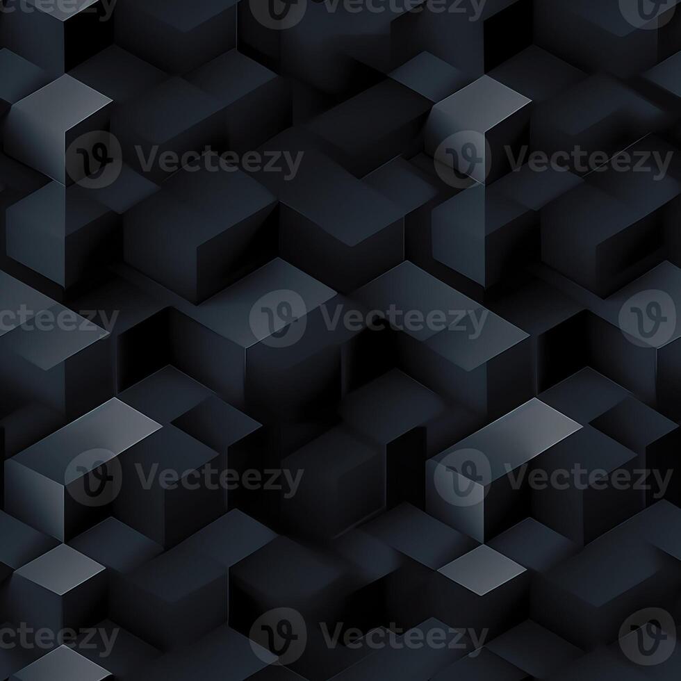 AI generated Dark black Geometric grid background Modern dark abstract texture seamless pattern photo