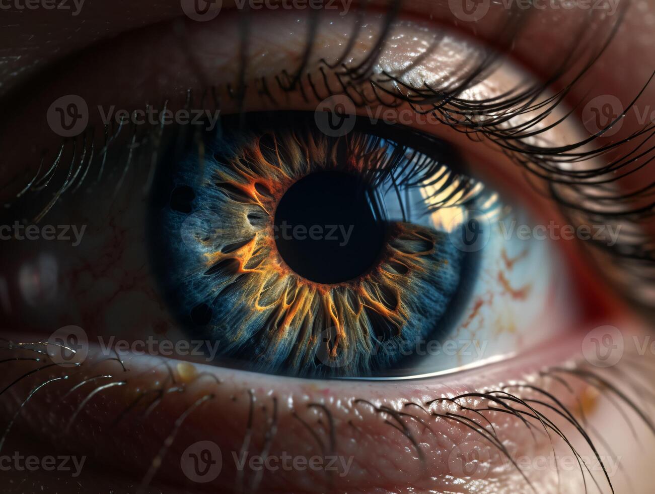 AI generated Close up of human eye. photo