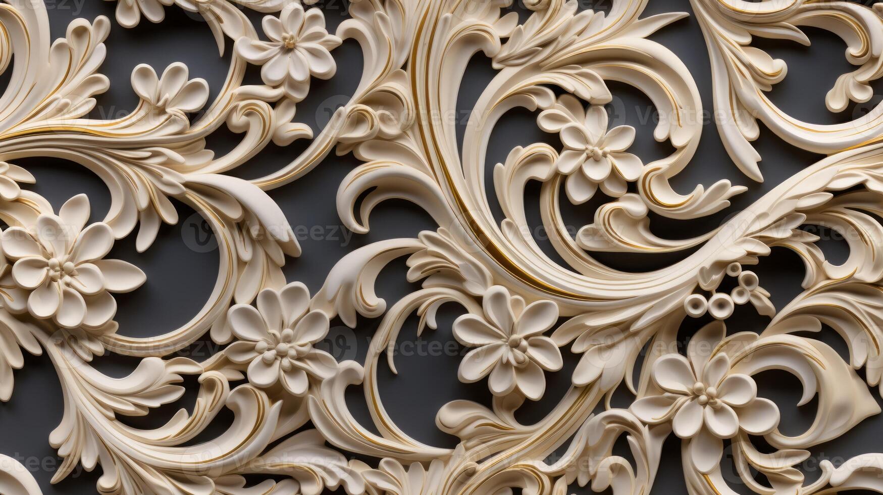 AI generated Seamless pattern Royal vintage Victorian Gothic background Rococo venzel and whorl photo