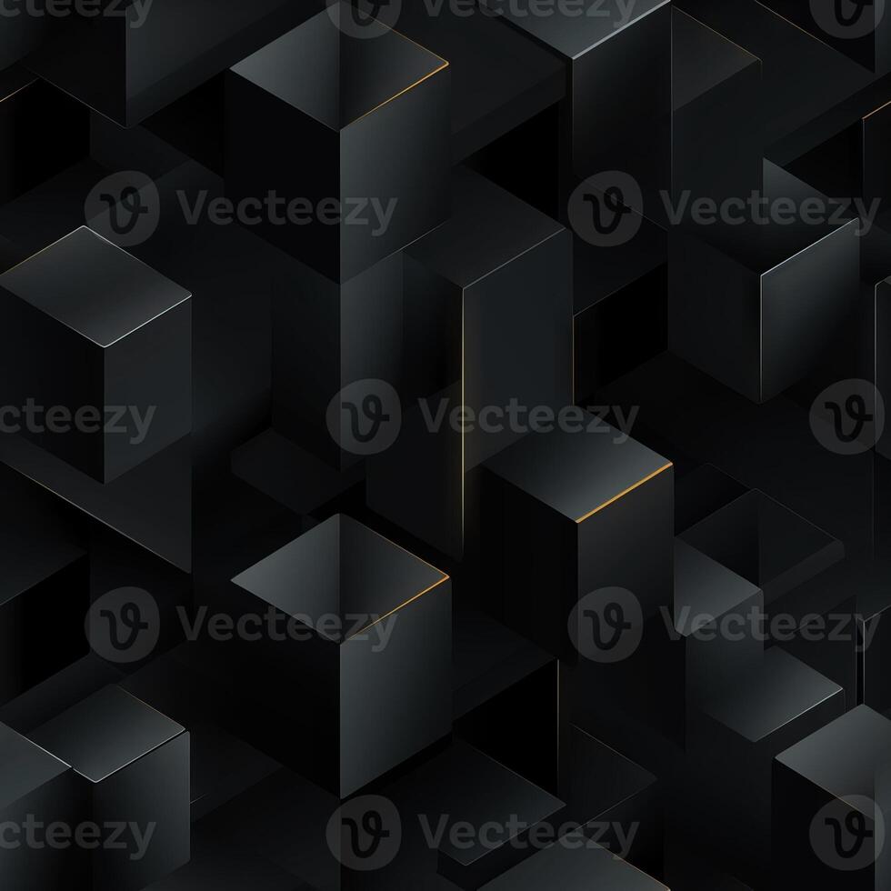 AI generated Dark black Geometric grid background Modern dark abstract texture seamless pattern photo