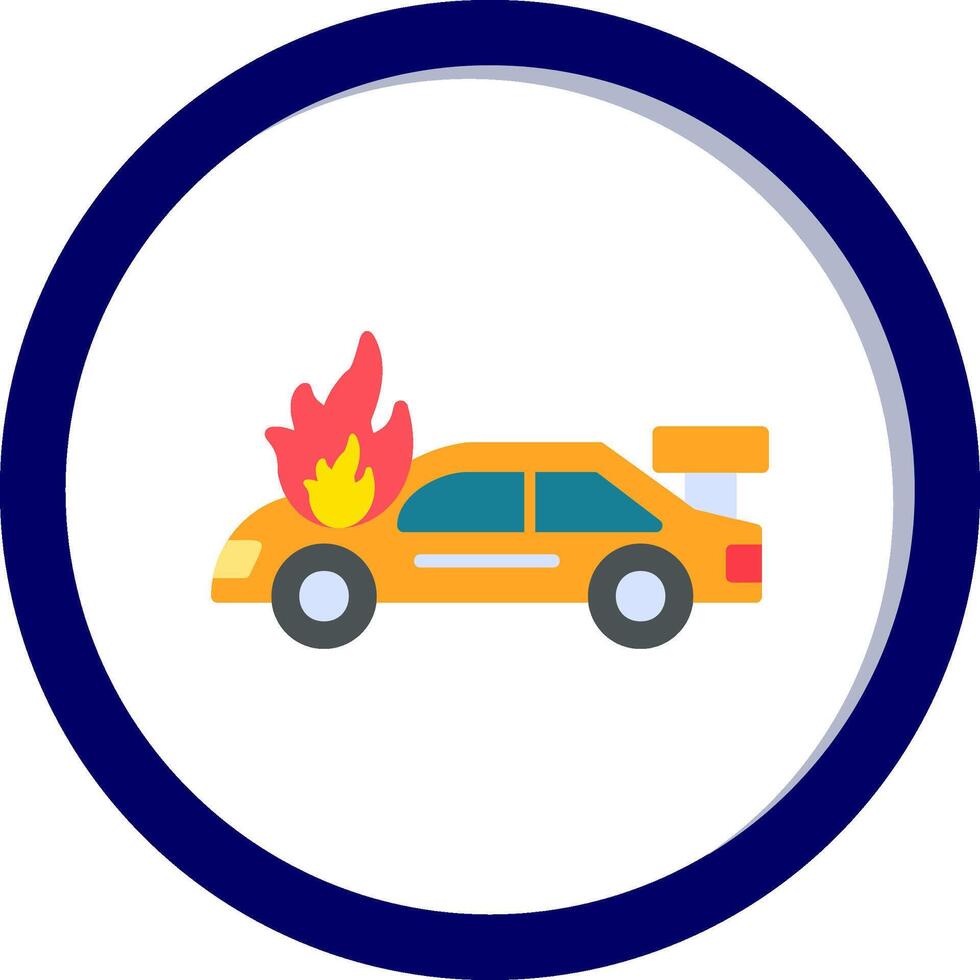 Accident Car In Fire Vector Icon