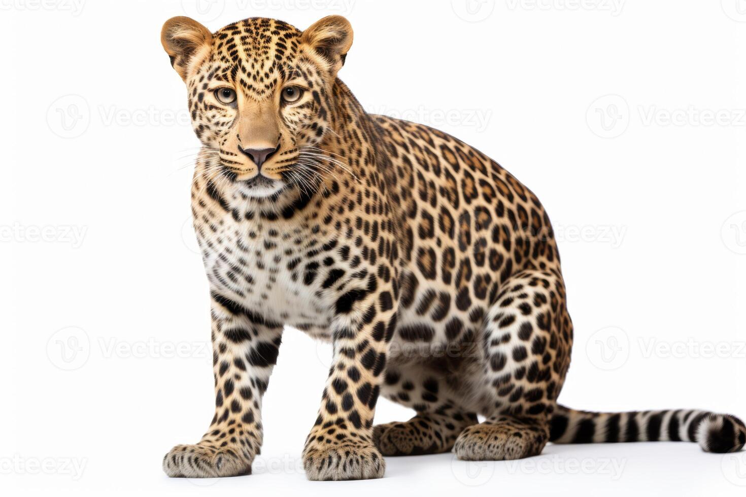 AI generated leopard isolated on plain background photo
