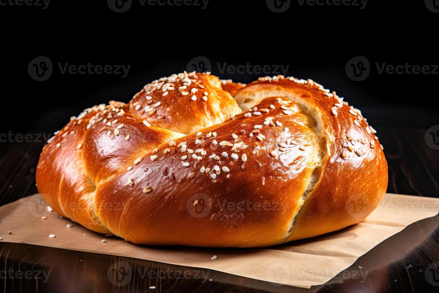 AI generated pretzel bread closeup photo