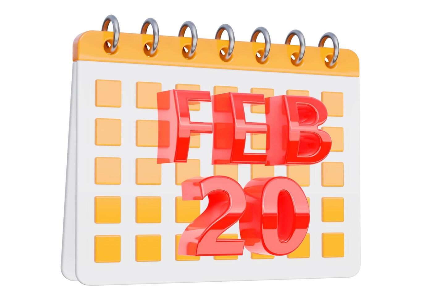 February 20. calendar design isolated on white background photo