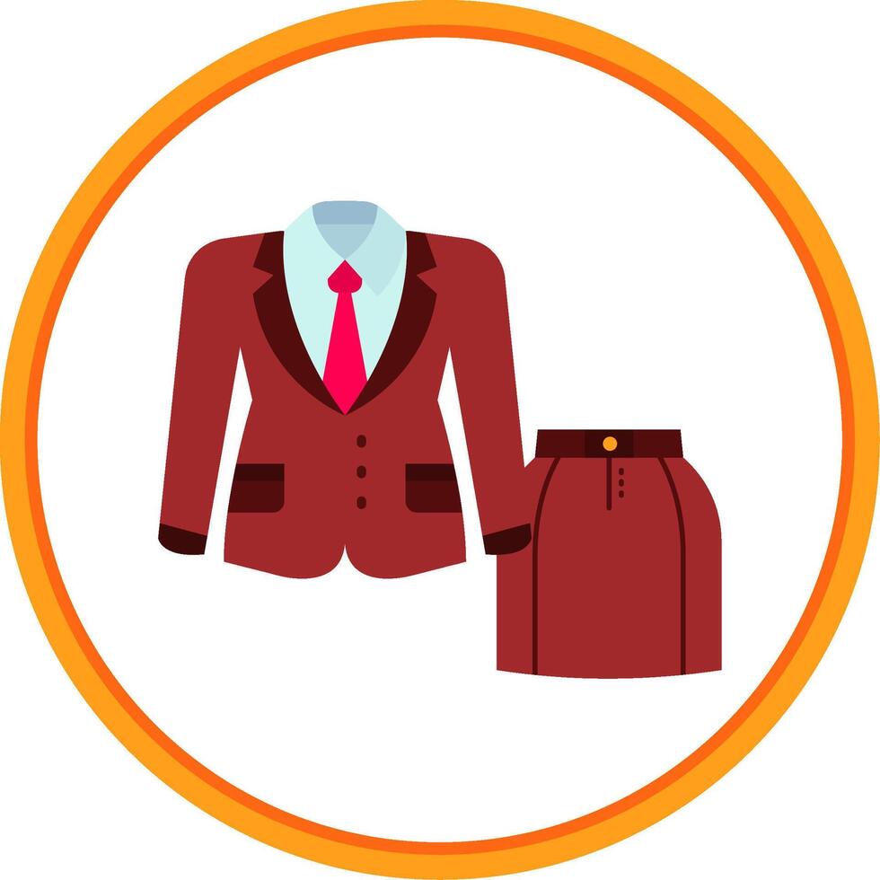 mujer traje plano circulo uni icono vector