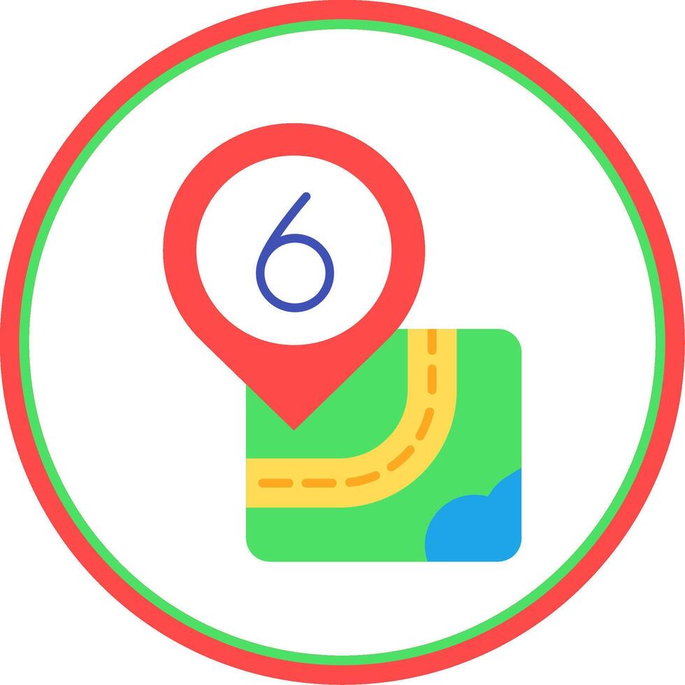 Six Flat Circle Uni Icon vector