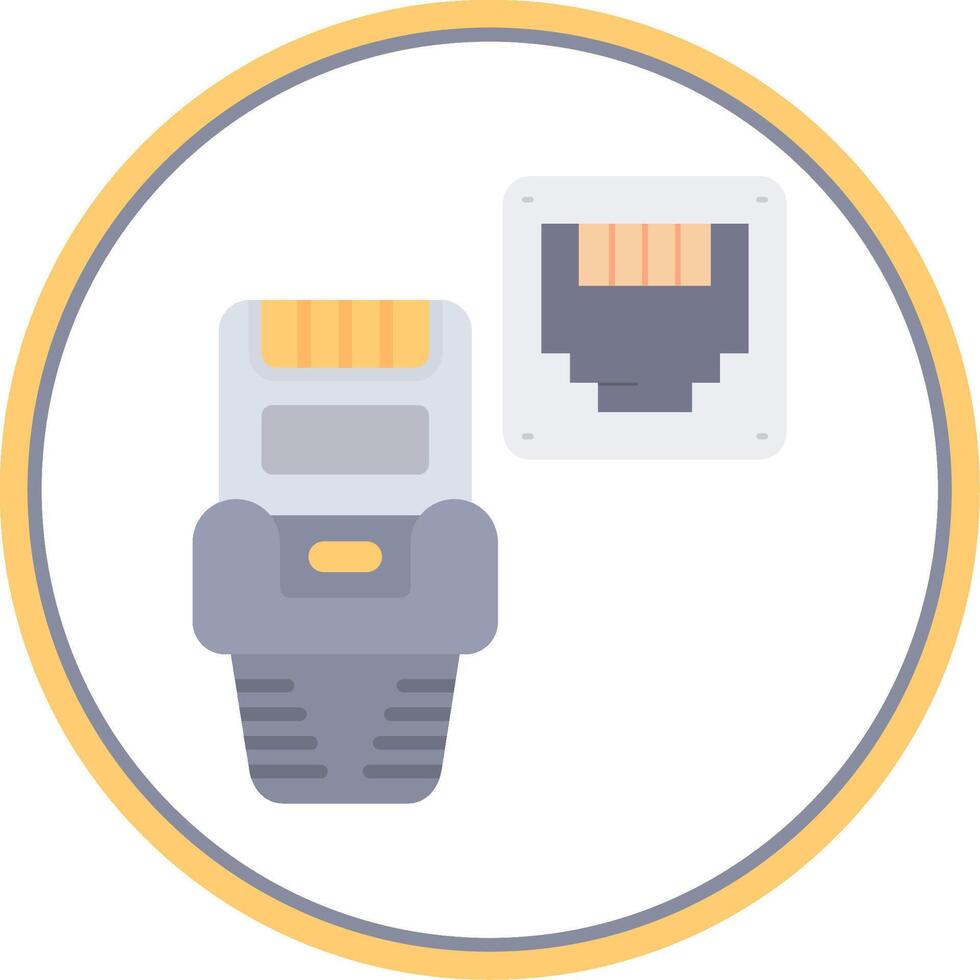 ethernet plano circulo uni icono vector