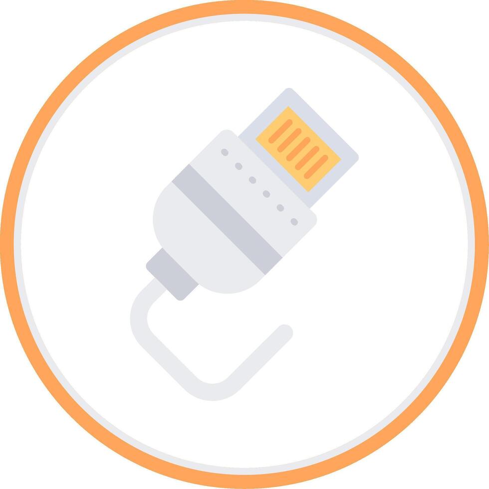 Lightning cable Flat Circle Uni Icon vector