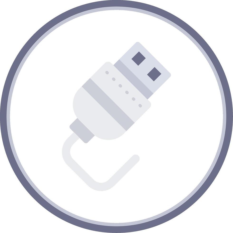 USB plano circulo uni icono vector