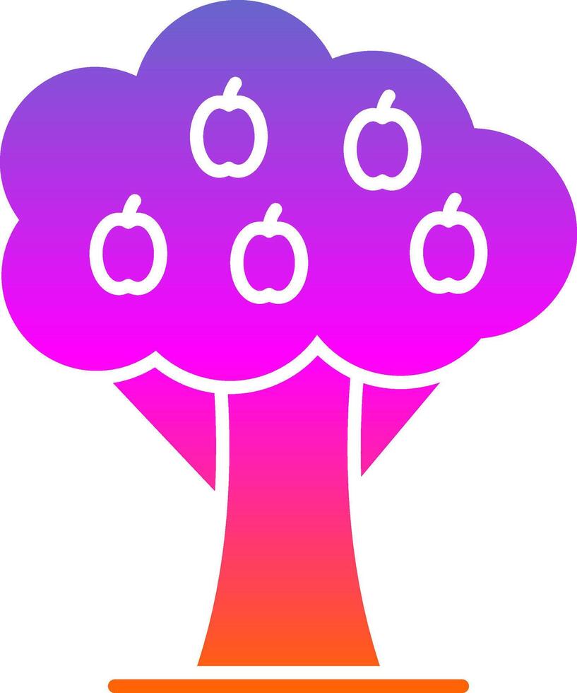 Fruta árbol glifo degradado icono vector