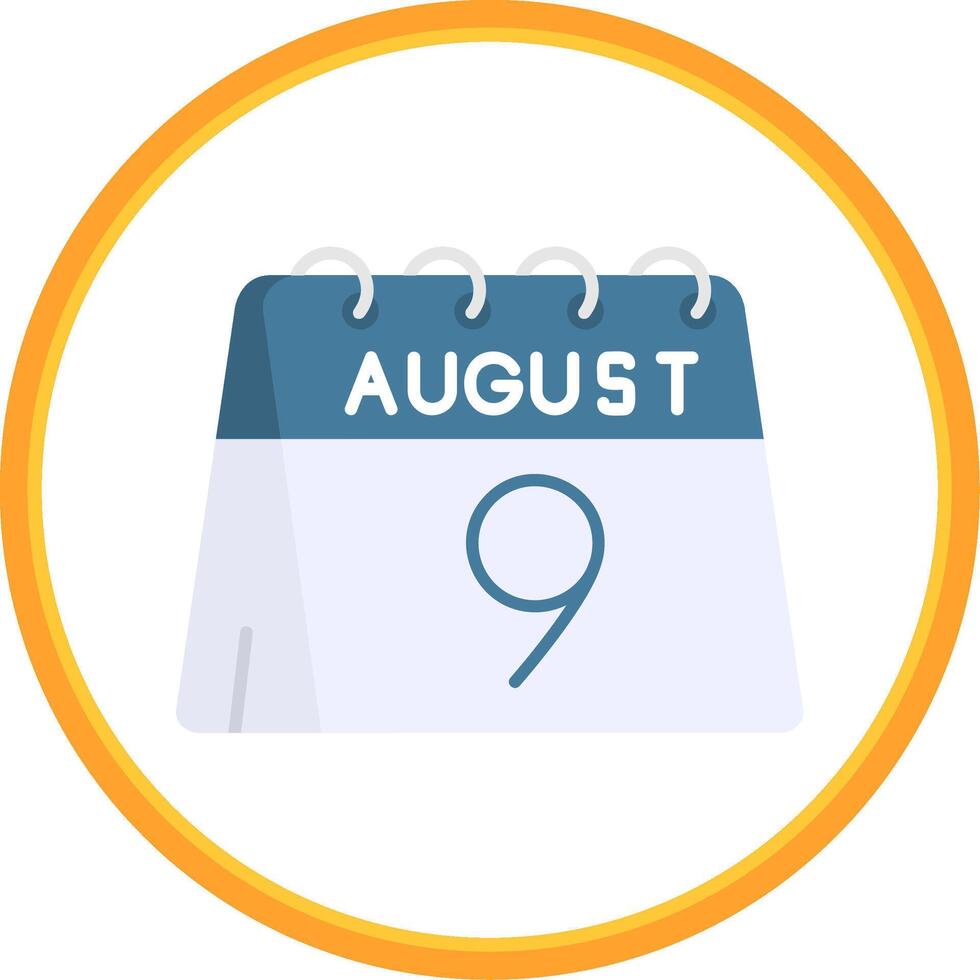 9th of August Flat Circle Uni Icon vector