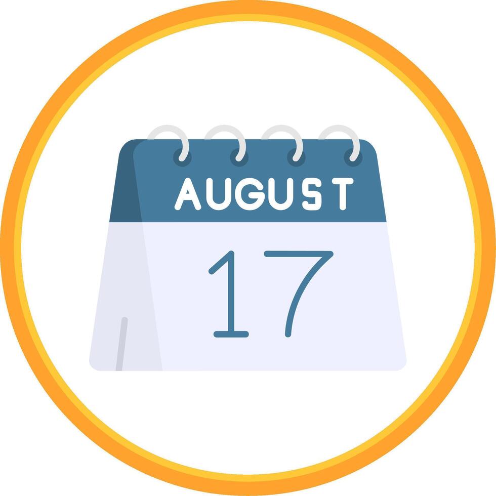 17th of August Flat Circle Uni Icon vector