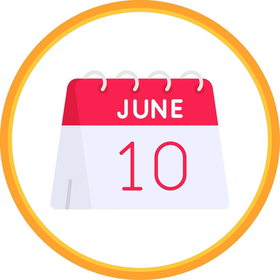 10th of June Flat Circle Uni Icon vector