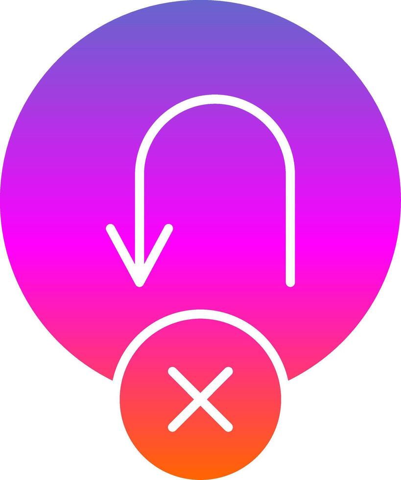 No U Turn Glyph Gradient Icon vector