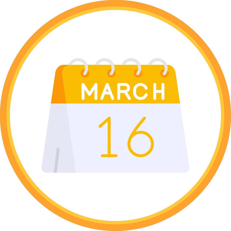 16 de marzo plano circulo uni icono vector