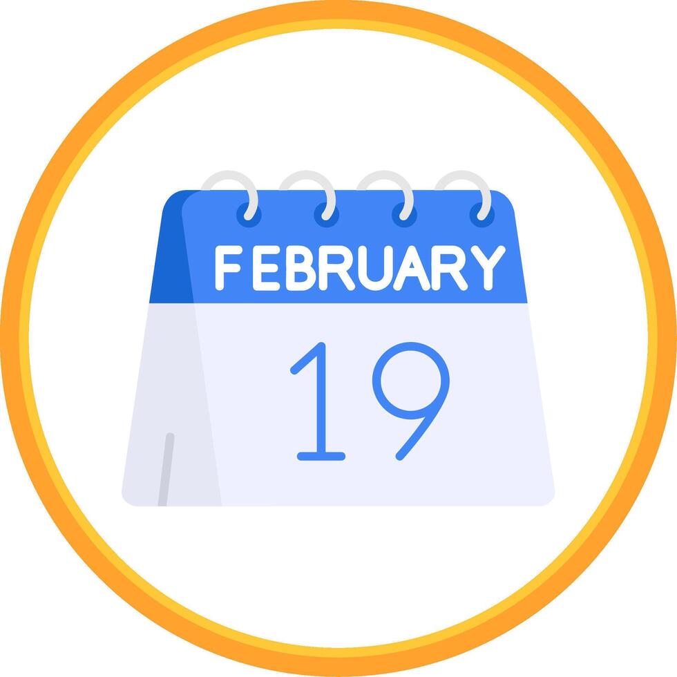 19th of February Flat Circle Uni Icon vector