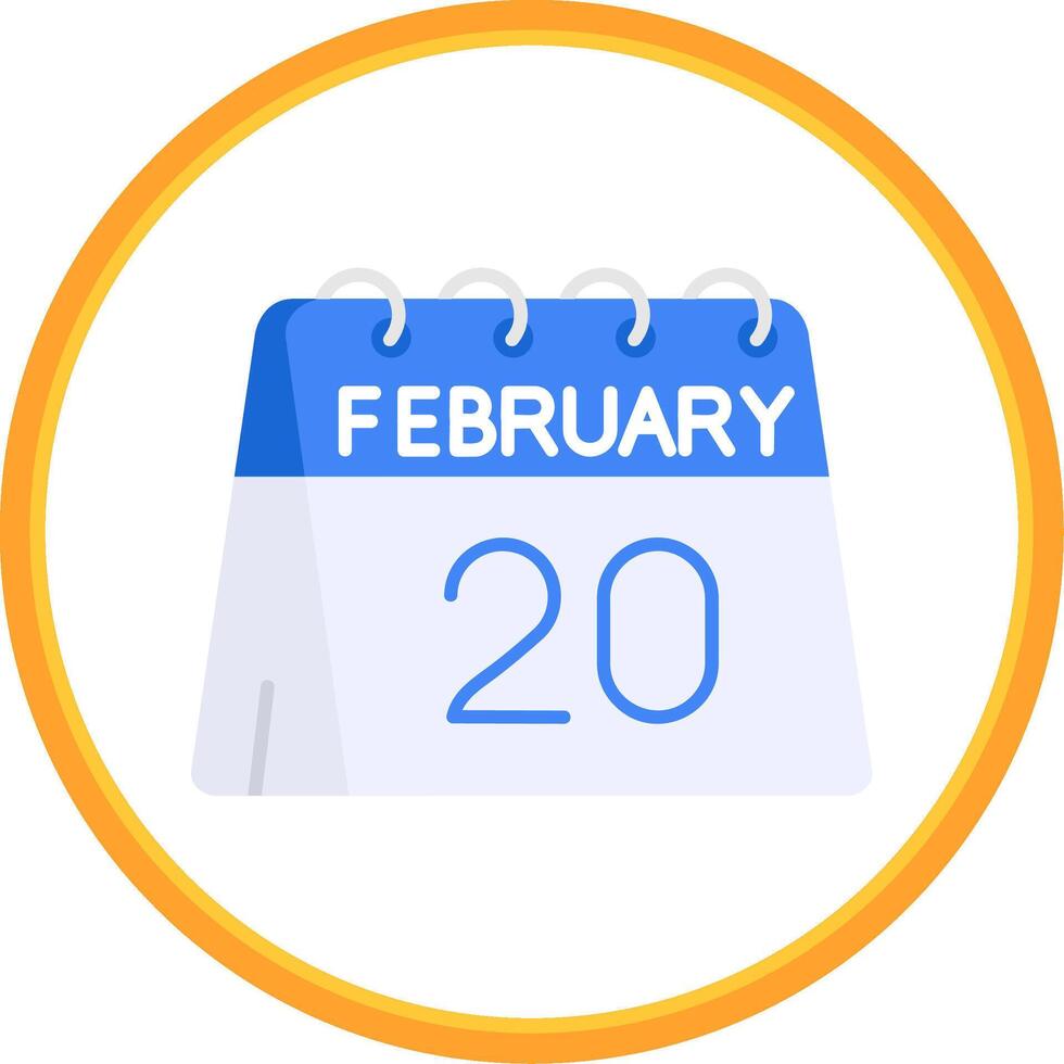 20th of February Flat Circle Uni Icon vector