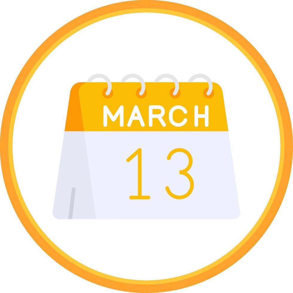 13th of March Flat Circle Uni Icon vector