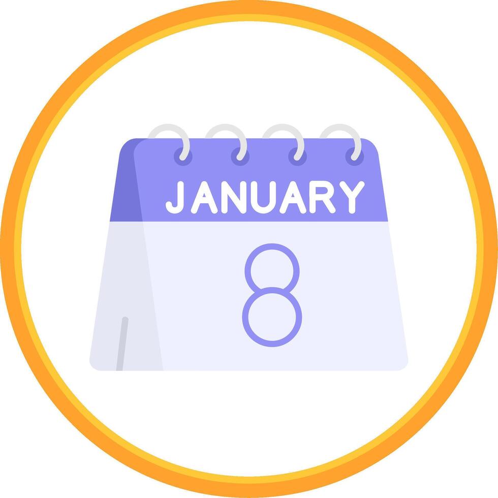 8vo de enero plano circulo uni icono vector
