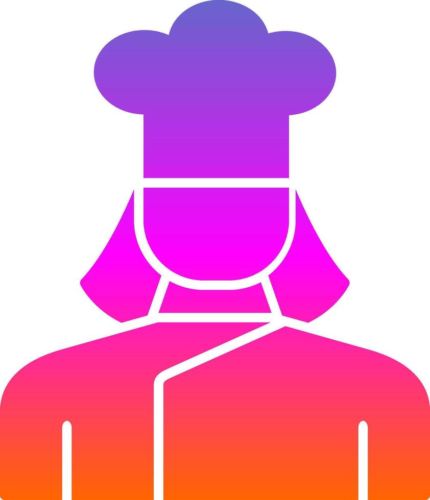 dama cocinero glifo degradado icono vector