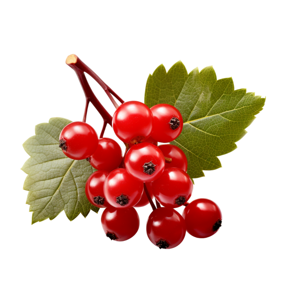 AI generated Red currant with green leaf png