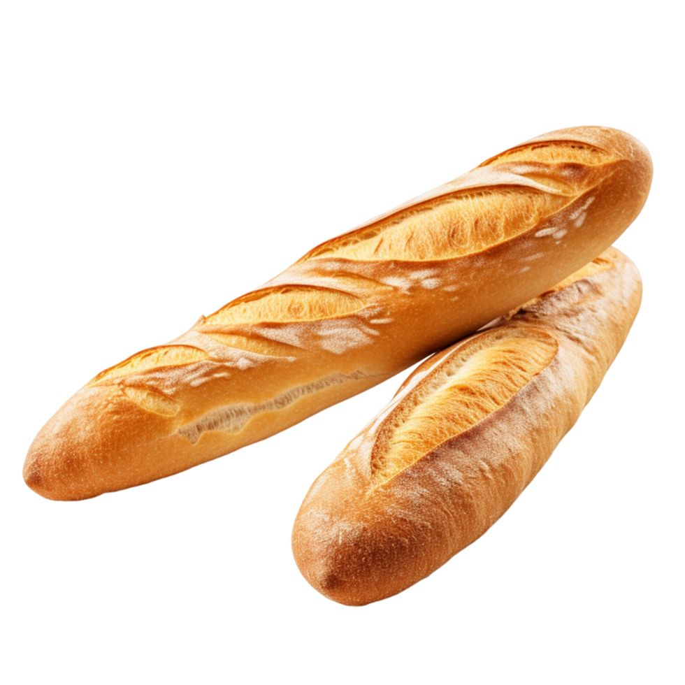 ai generato appena al forno baguette pane isolato png